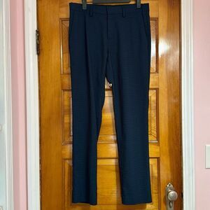 Perry Ellis Portfolio Dark Blue Plaid Tapered Dress Pants Men’s US 30 x 30 Very